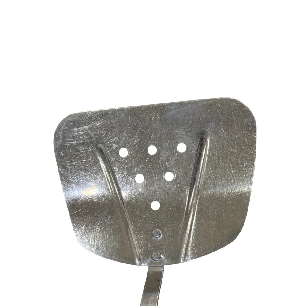 Vintage Stainless Steel Slotted Turner Spatula Black Handle USA Kitchen Tool‎